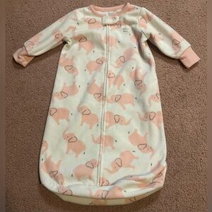 Carter's Sleep Sack pink white Elephants 0-9 months baby girl infant Fleece